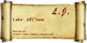 Lehr János névjegykártya