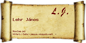 Lehr János névjegykártya